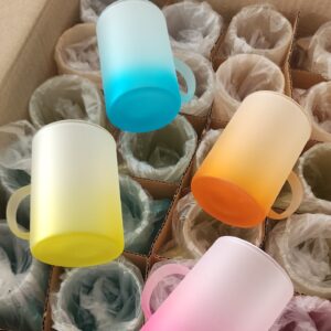 4 Farklı Renk Buzlu Cam Çay Fincanı 6x9cm 24 Adet