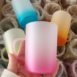 Pembe Renk Buzlu Cam Çay Fincanı 6x9cm 24 Adet