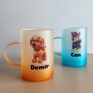 Turuncu Renk Buzlu Cam Çay Fincanı 6x9cm