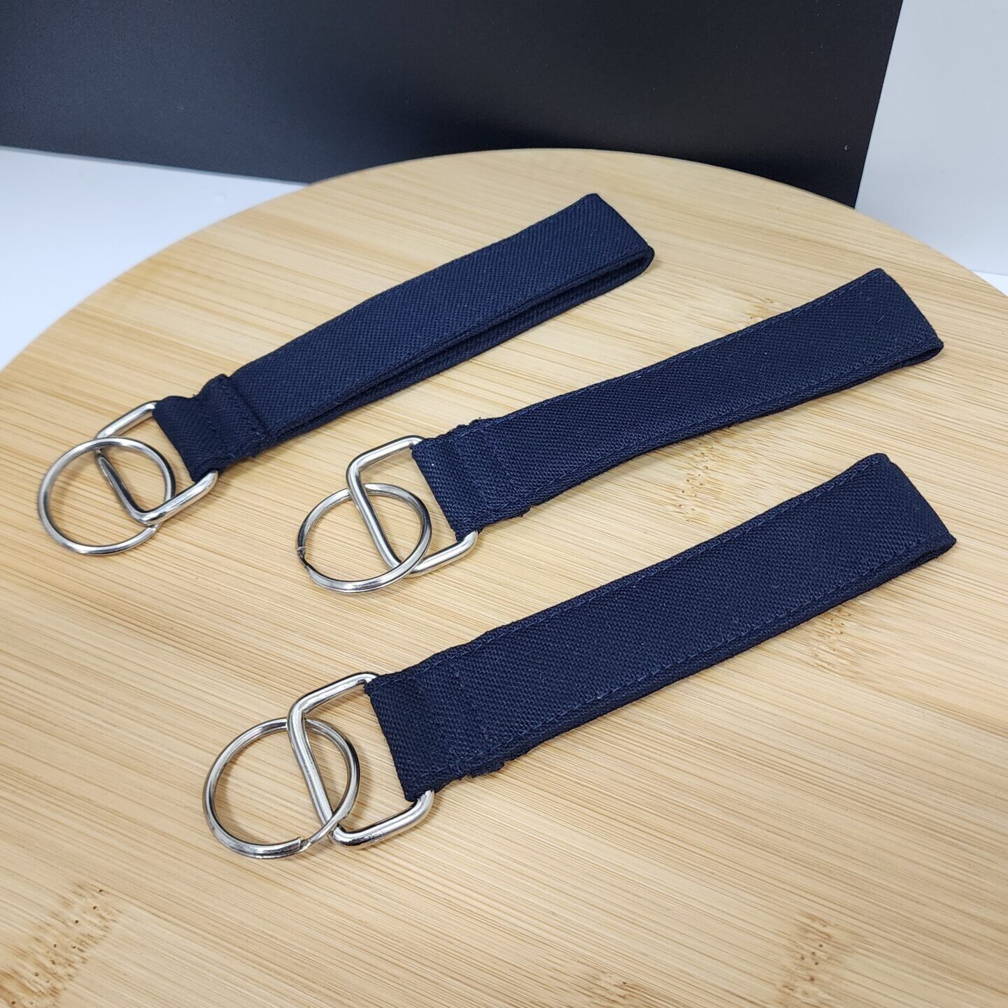 Kişiselleştirilebilir Kumaş Anahtarlık Koyu Lacivert 2.5x15cm 5 Adet - Görsel 2