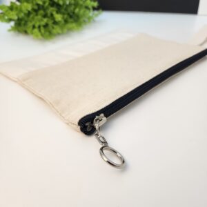 Koyu Lacivert Fermuarlı Alt Kısmı Süblimasyona Uygun Kumaşlı Clutch Çanta