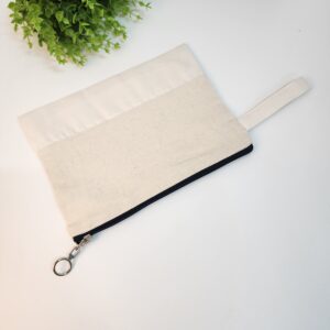 Koyu Lacivert Fermuarlı Alt Kısmı Süblimasyona Uygun Kumaşlı Clutch Çanta