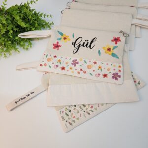 Yeşil Fermuarlı Alt Kısmı Süblimasyona Uygun Kumaşlı Clutch Çanta