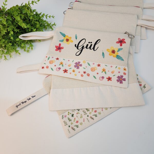Yeşil Fermuarlı Alt Kısmı Süblimasyona Uygun Kumaşlı Clutch Çanta - Görsel 5