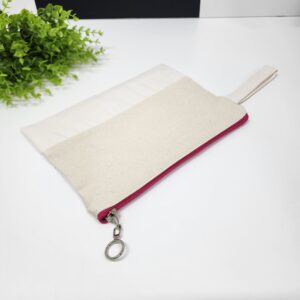 Fuşya Fermuarlı Alt Kısmı Süblimasyona Uygun Kumaşlı Clutch Çanta