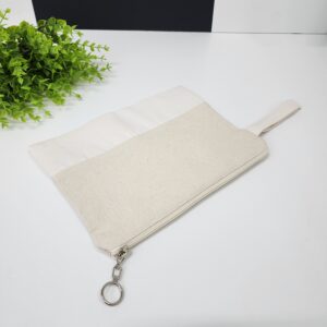 Krem Fermuarlı Alt Kısmı Süblimasyona Uygun Kumaşlı Clutch Çanta