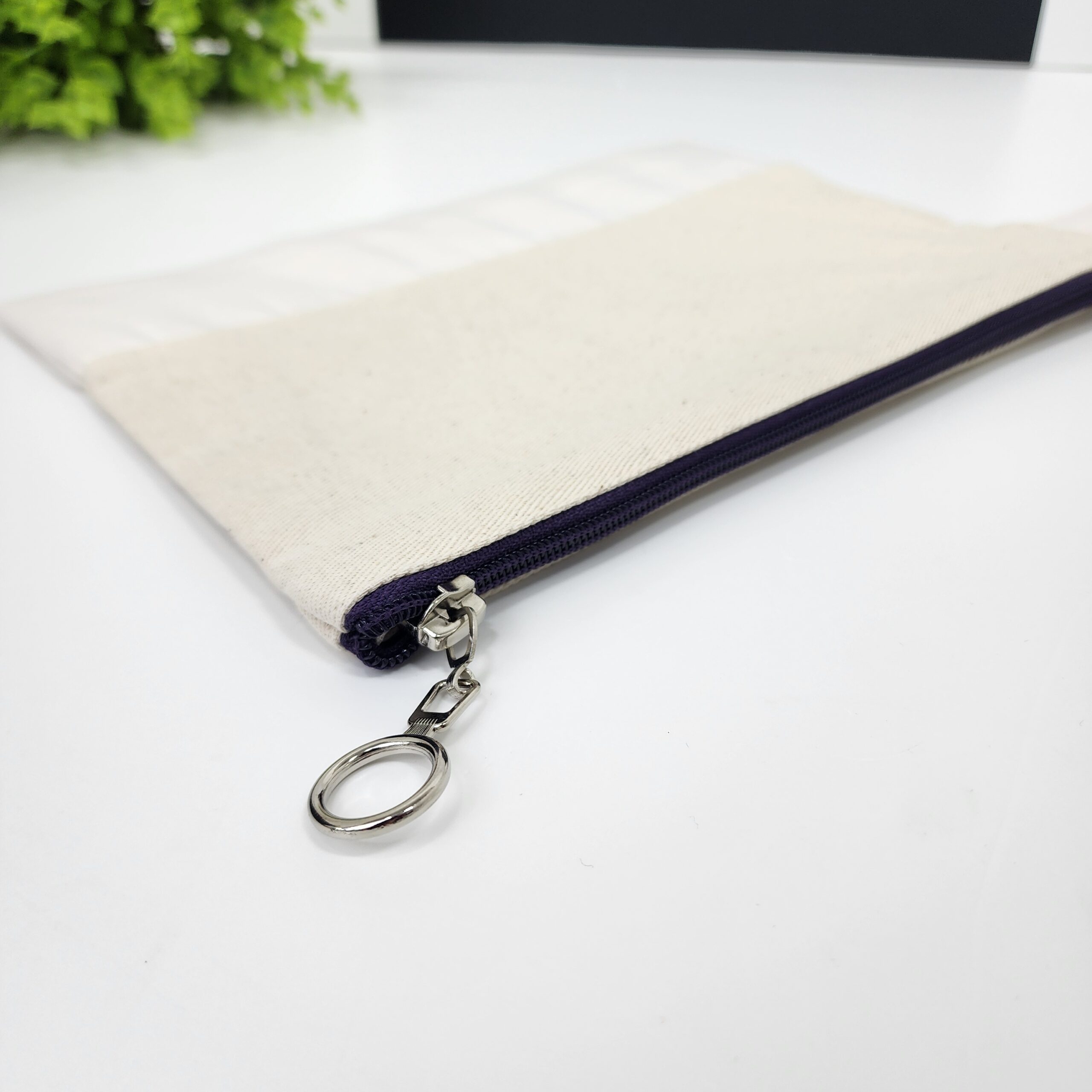 Mor Fermuarlı Alt Kısmı Süblimasyona Uygun Kumaşlı Clutch Çanta