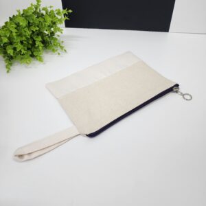 Mor Fermuarlı Alt Kısmı Süblimasyona Uygun Kumaşlı Clutch Çanta