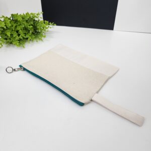 Yeşil Fermuarlı Alt Kısmı Süblimasyona Uygun Kumaşlı Clutch Çanta