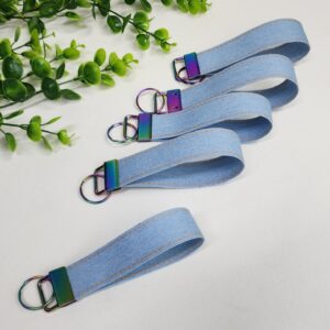 Kişiselleştirilebilir Kumaş Anahtarlık Açık Mavi 2.5x15cm 5 Adet