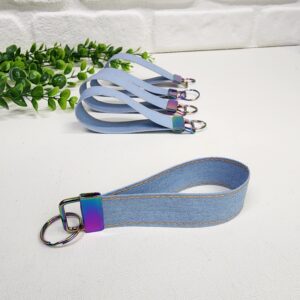 Kişiselleştirilebilir Kumaş Anahtarlık Açık Mavi 2.5x15cm 5 Adet