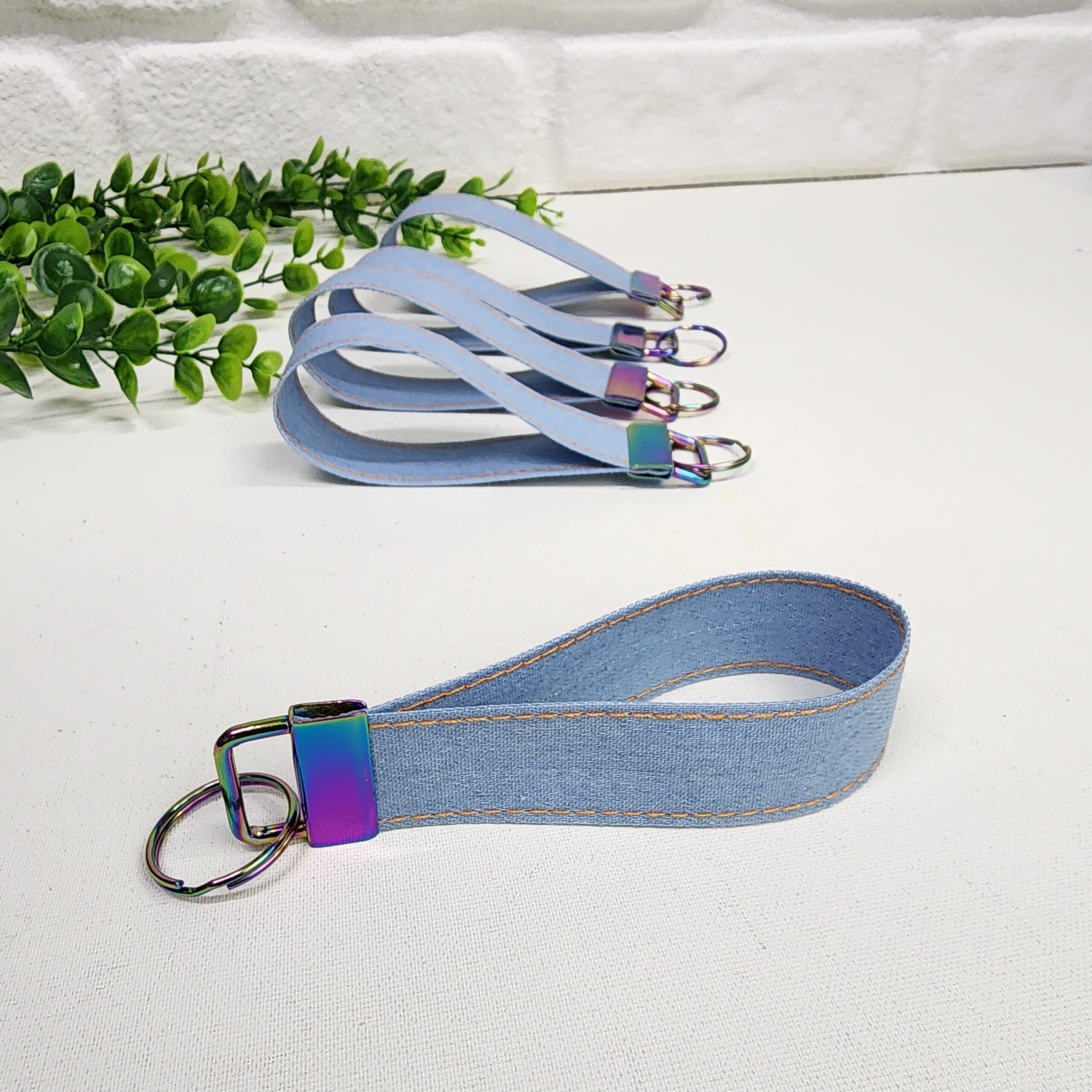 Kişiselleştirilebilir Kumaş Anahtarlık Açık Mavi 2.5x15cm 5 Adet