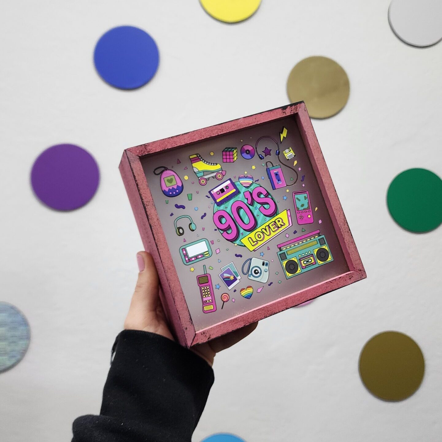 Kişiselleştirilebilir Ön Yüzü Buzlu Cam Ahşap Hazneli Pembe Kumbara - Görsel 4